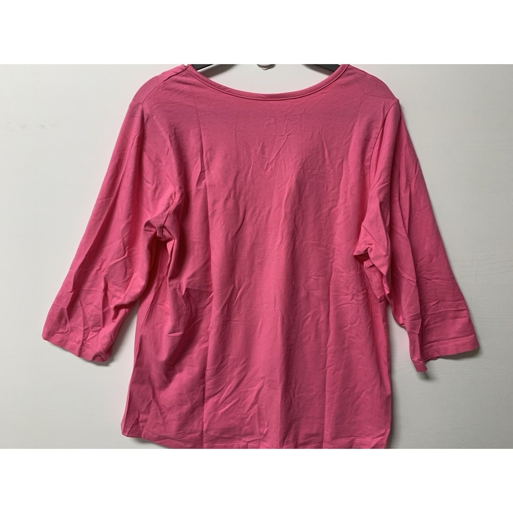 Belle Kim Gravel Cotton Stretch Embroidered Bling Top Pink Large NEW - Picture 10 of 13
